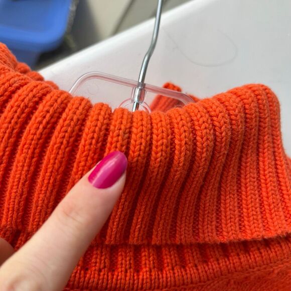 VTG Ralph Lauren Cotton Short Sleeve Turtleneck Sweater Orange L - Picture 6 of 7